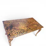 Tavolo Stile Chippendale Dipinto leopardo - Primi Anni '900 - Legno di faggio Massello - immagine 8