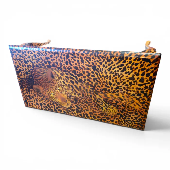 Tavolo Stile Chippendale Dipinto leopardo - Primi Anni '900 - Legno di faggio Massello - immagine 17